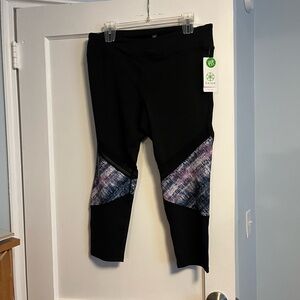 GAIAM Black Leggings with Multicolor Pattern